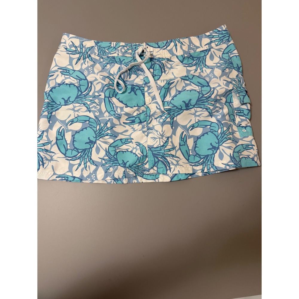 Vineyard Vines Womens Blue White Crab Floral Swim Board Skirt Size 16
